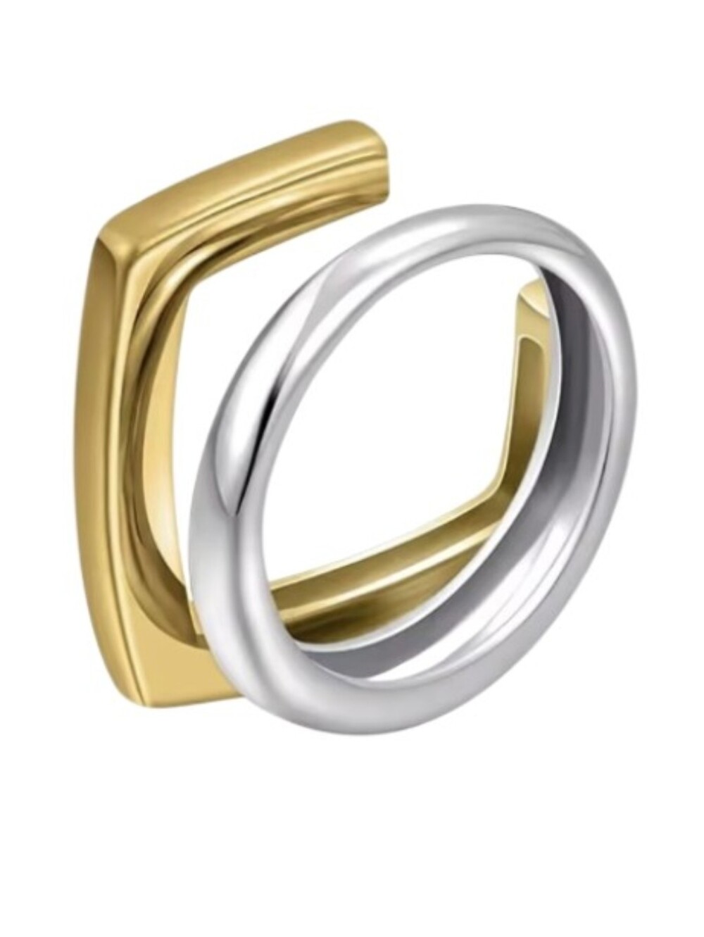 New! Two-Tone Gold and Silver Modern Ring • NWOT #2015A